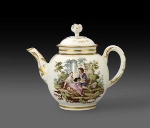 Tetera y tapa, 1772, Fábrica de Porcelana de Worcester